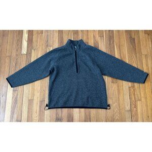 EMS Eastern Mountains Sports Sweater Jacket Partial Zip Grey Wool Fleece Lined L